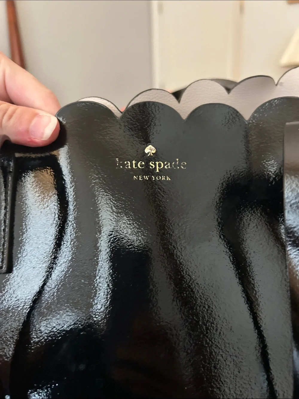 kate spade Black Patent Scalloped Tote